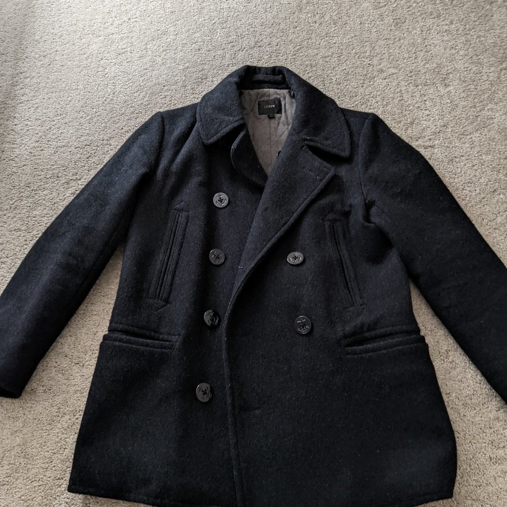J Crew Pea Coat - Charcoal/Black